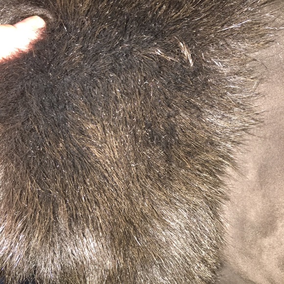 1XL Chocolate Brown Sherling Fur and Suede   Coat - Picture 6 of 8